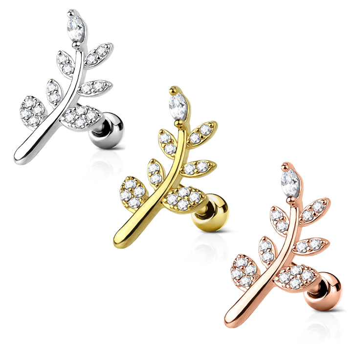 Claw-Set Marquise & Pavé Crystal Branch Curve Ball Back 16g