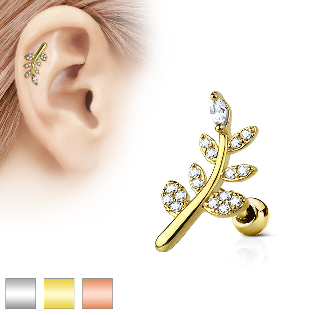 Claw-Set Marquise & Pavé Crystal Branch Curve Ball Back 16g