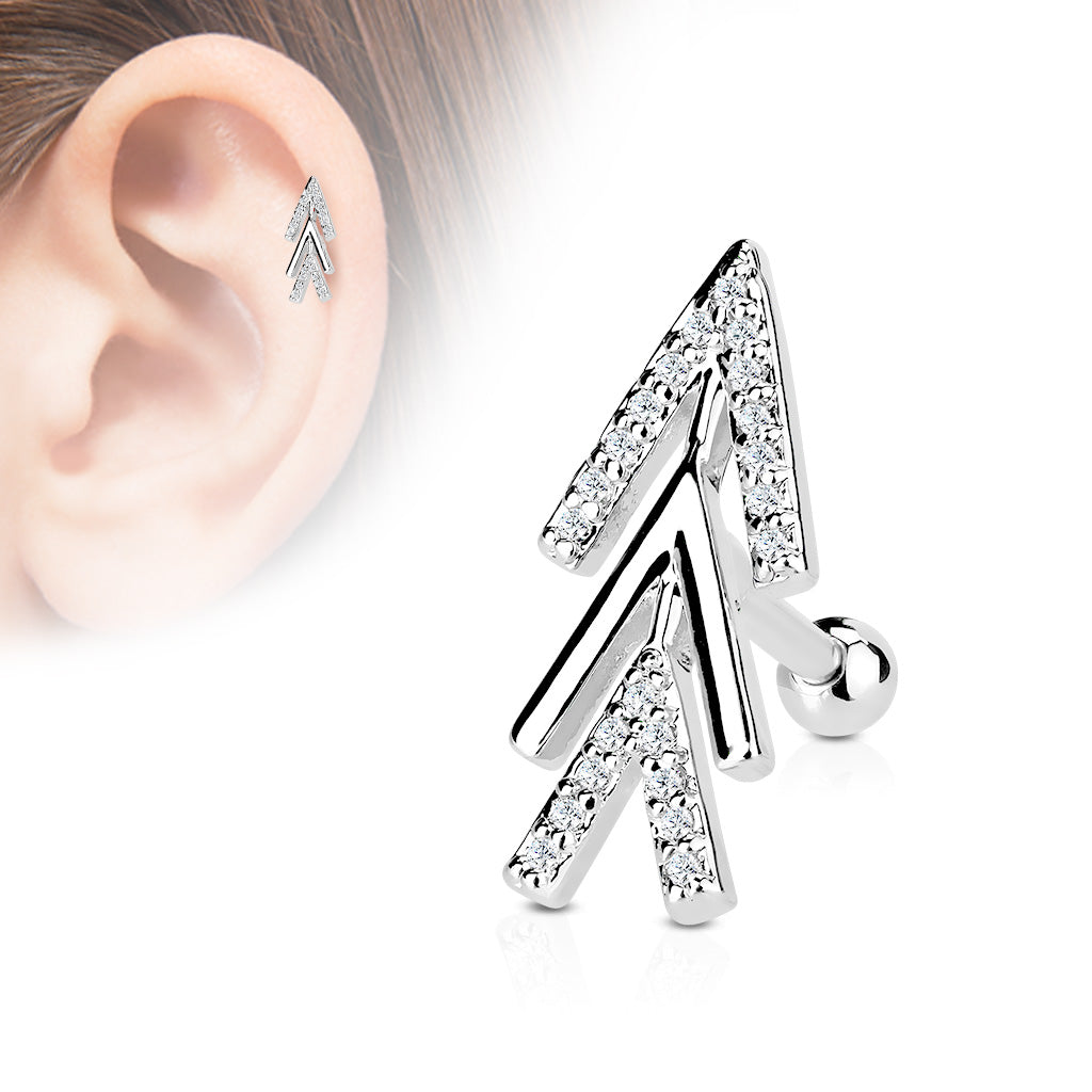 Pavé Crystal Triple Chevron Ball Back 16g