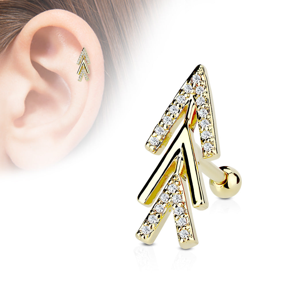 Pavé Crystal Triple Chevron Ball Back 16g