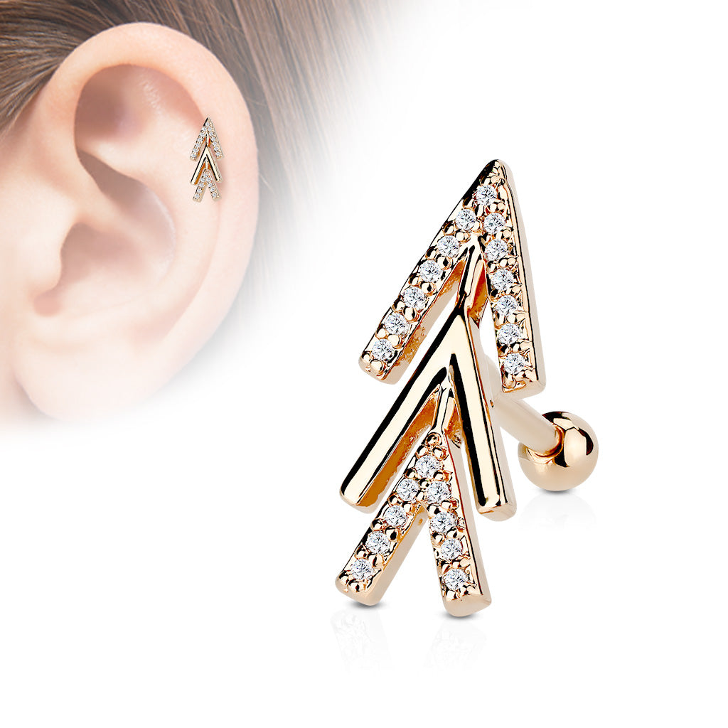 Pavé Crystal Triple Chevron Ball Back 16g