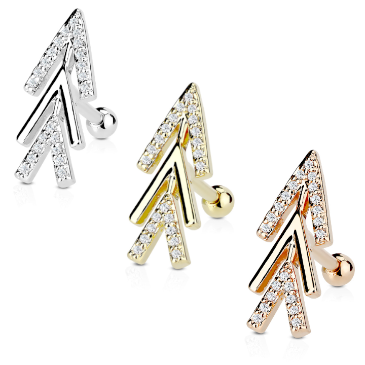 Pavé Crystal Triple Chevron Ball Back 16g