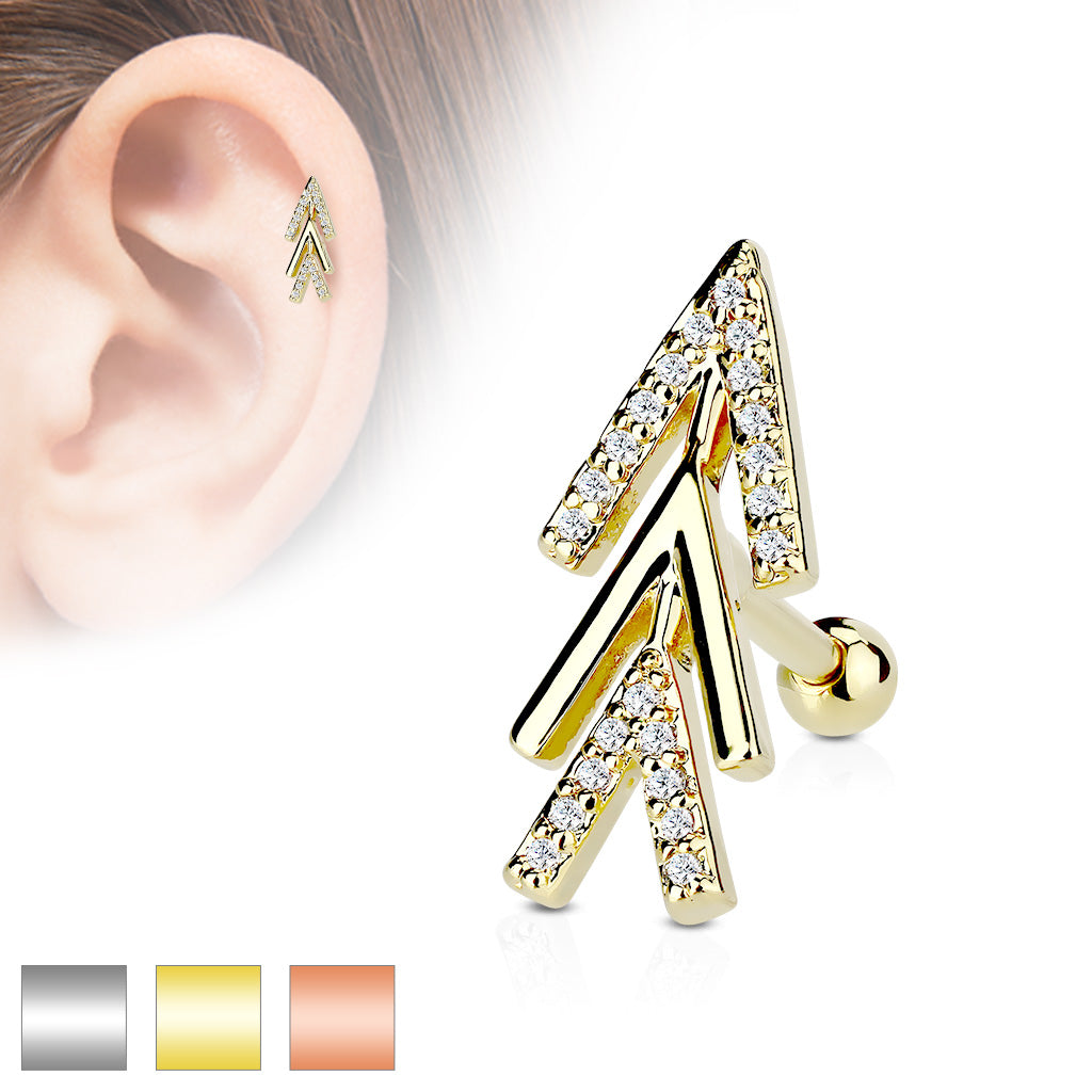 Pavé Crystal Triple Chevron Ball Back 16g