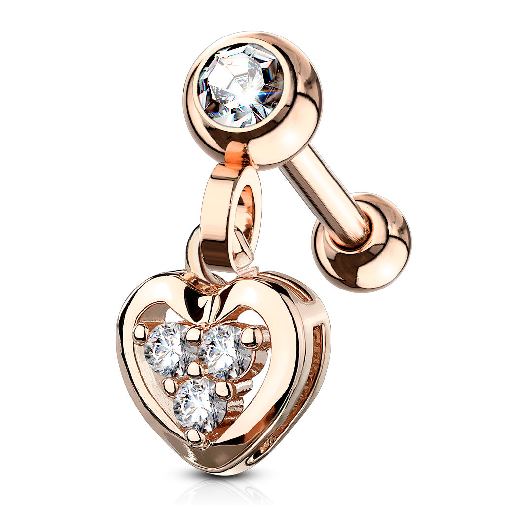 Bezel & Claw-Set Crystal Heart Ball Back Dangle 16g