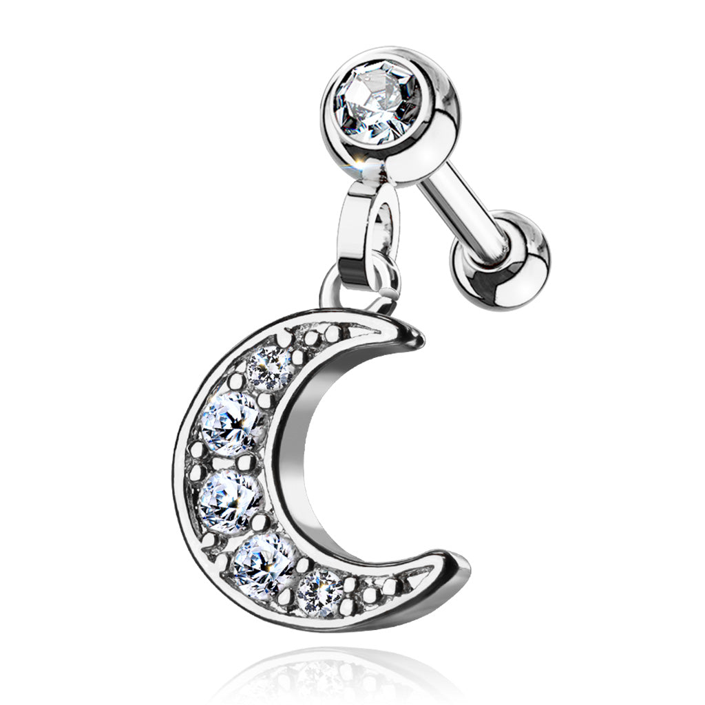 Bezel & Pavé Crystal Moon Ball Back Dangle 16g