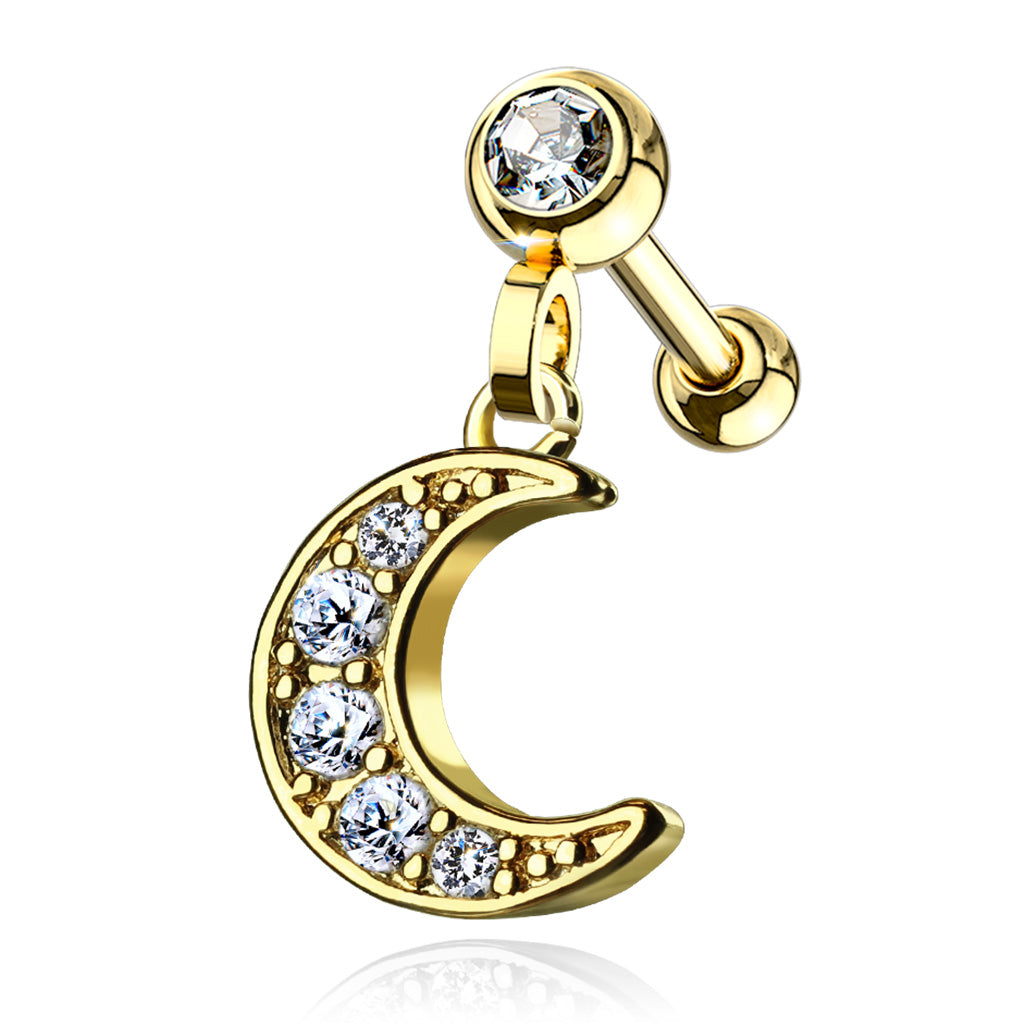 Bezel & Pavé Crystal Moon Ball Back Dangle 16g