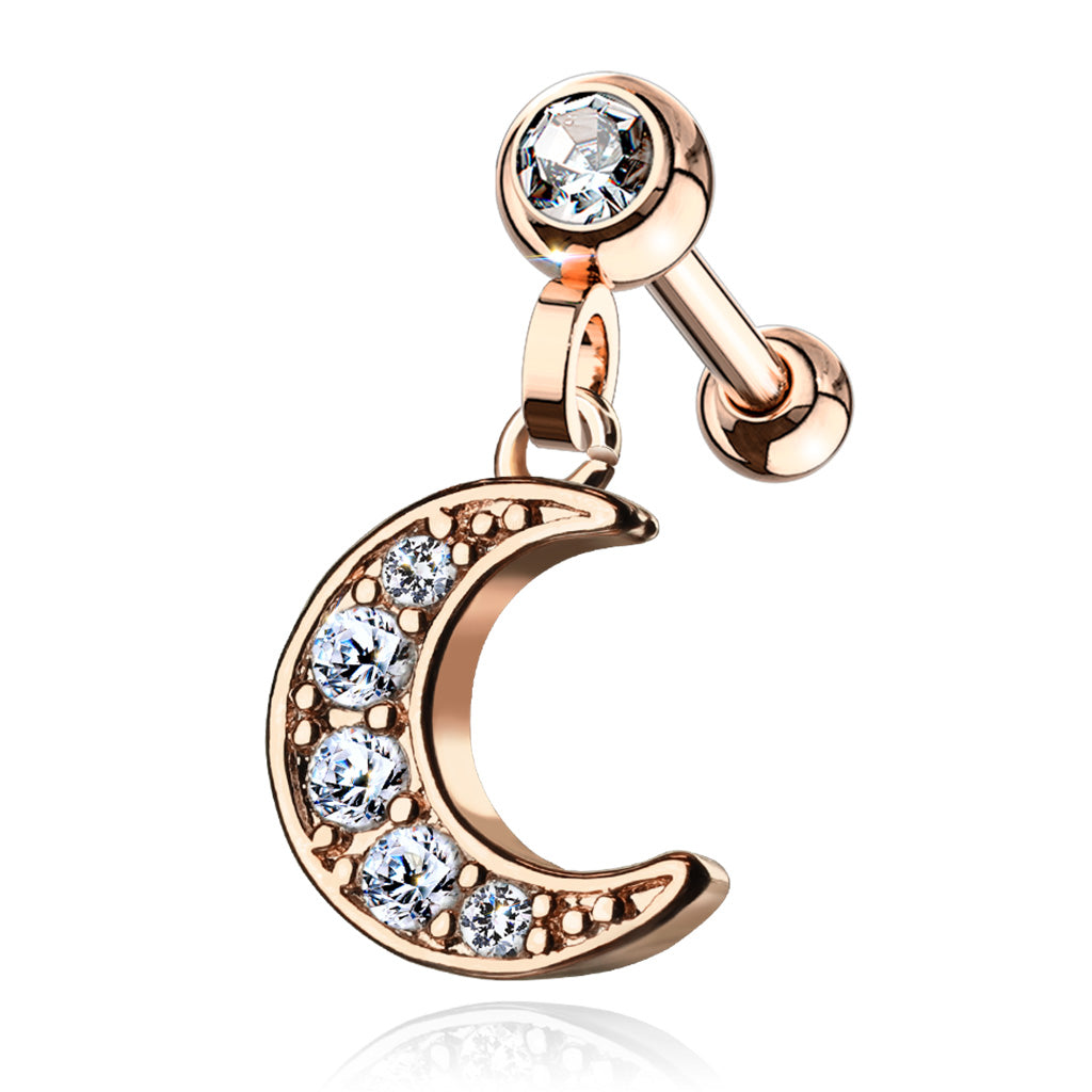 Bezel & Pavé Crystal Moon Ball Back Dangle 16g