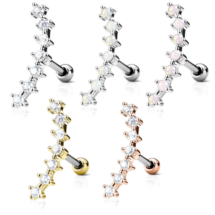 Claw-Set 7-Gem Crystal Curve Ball Back 16g