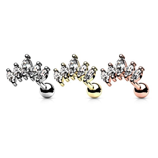 Claw-Set Oval Crystal Curve Ball Back 16g