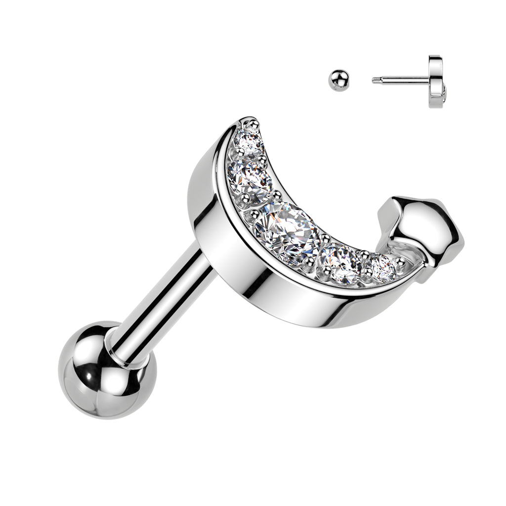 Pavé-Set Crystal Moon + Star Ball Back 16g