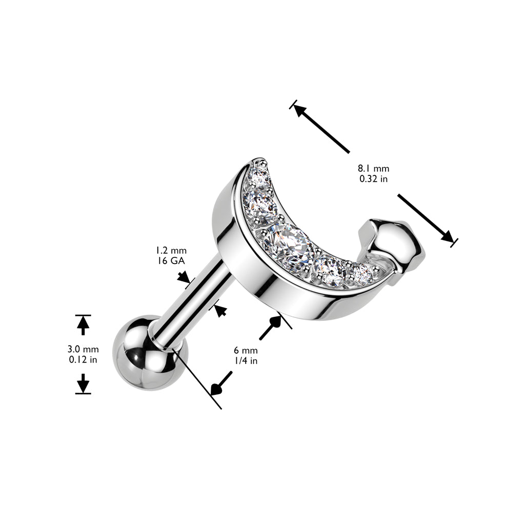 Pavé-Set Crystal Moon + Star Ball Back 16g