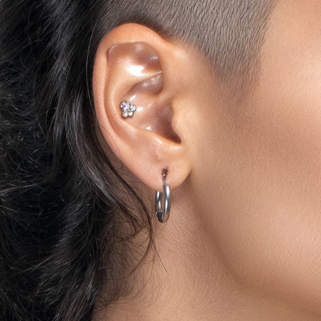 Bezel-Set 4-Crystal Cluster Ball Back 16g