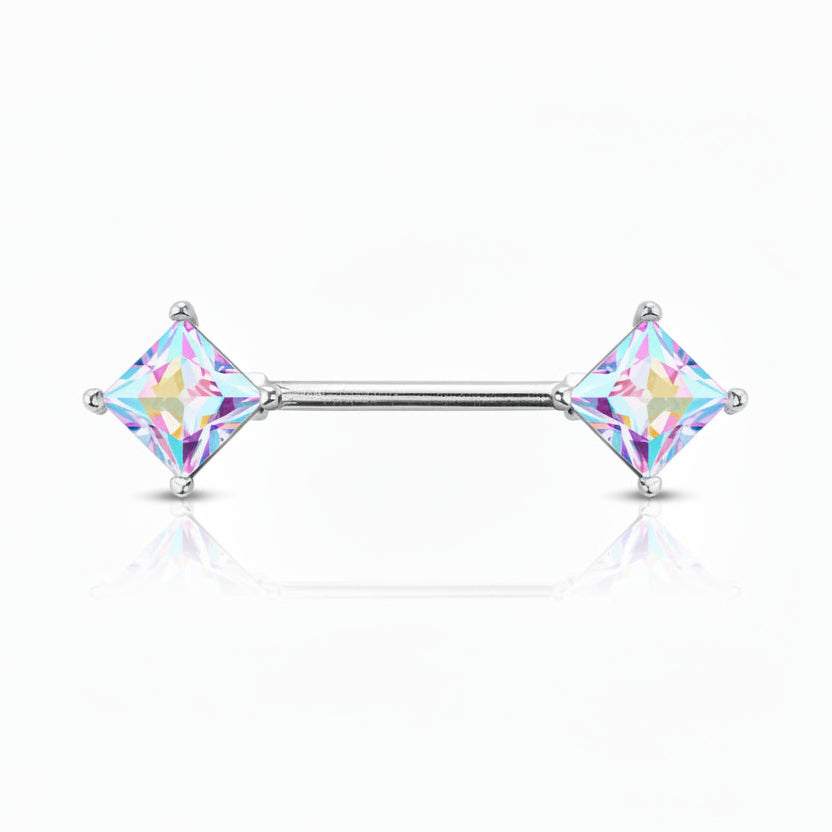 Premium Claw-Set Diamond Cut Nipple Barbell 14g