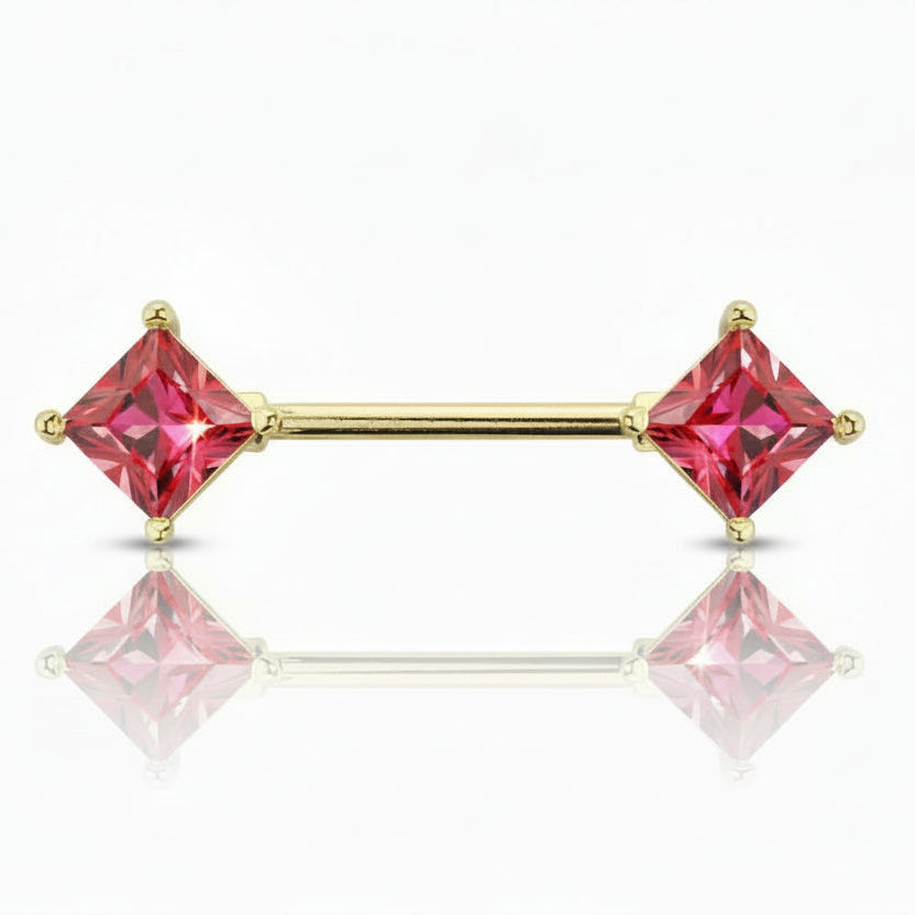 Premium Claw-Set Diamond Cut Nipple Barbell 14g