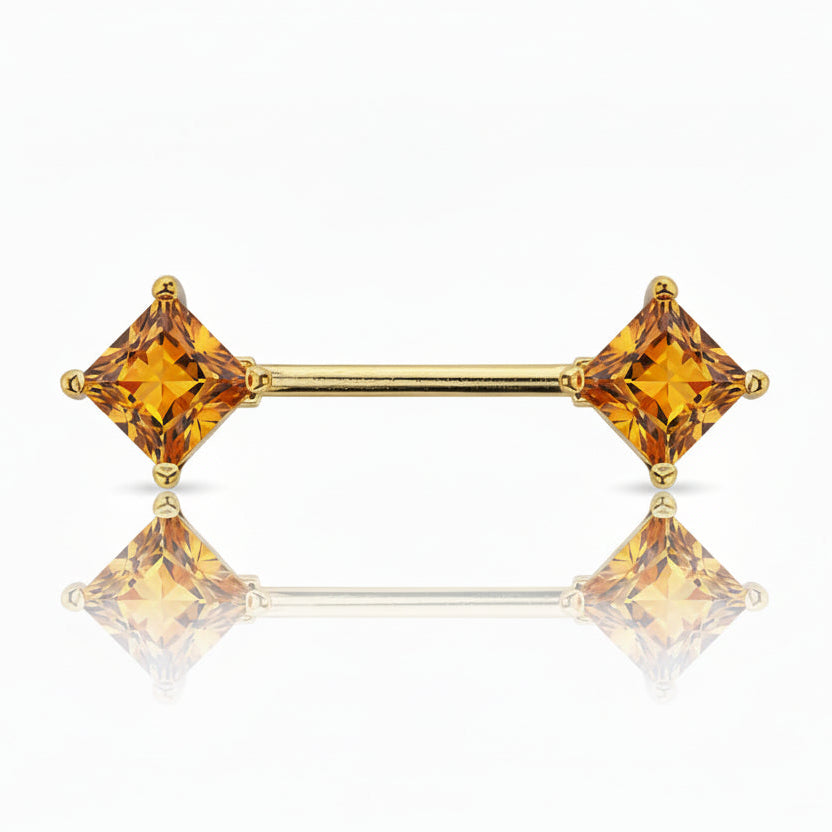 Premium Claw-Set Diamond Cut Nipple Barbell 14g