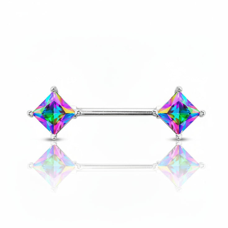 Premium Claw-Set Diamond Cut Nipple Barbell 14g