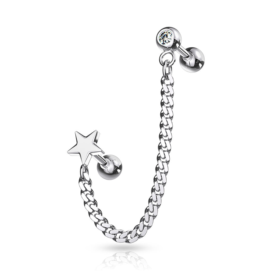 Premium Chain + Bezel-Set Crystal + Charm Ball Back