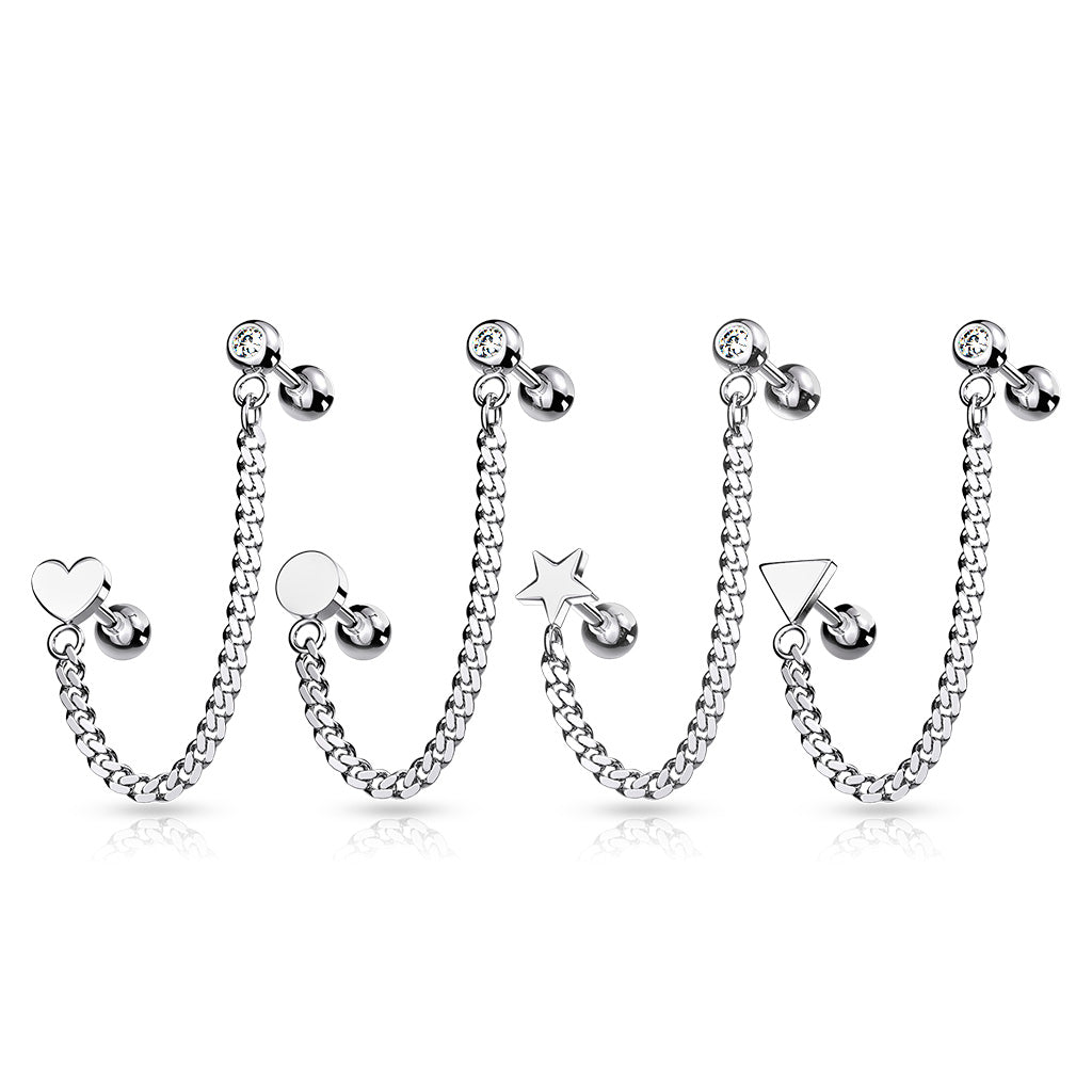 Premium Chain + Bezel-Set Crystal + Charm Ball Back