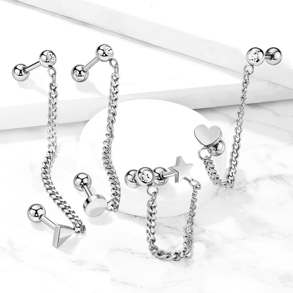 Premium Chain + Bezel-Set Crystal + Charm Ball Back