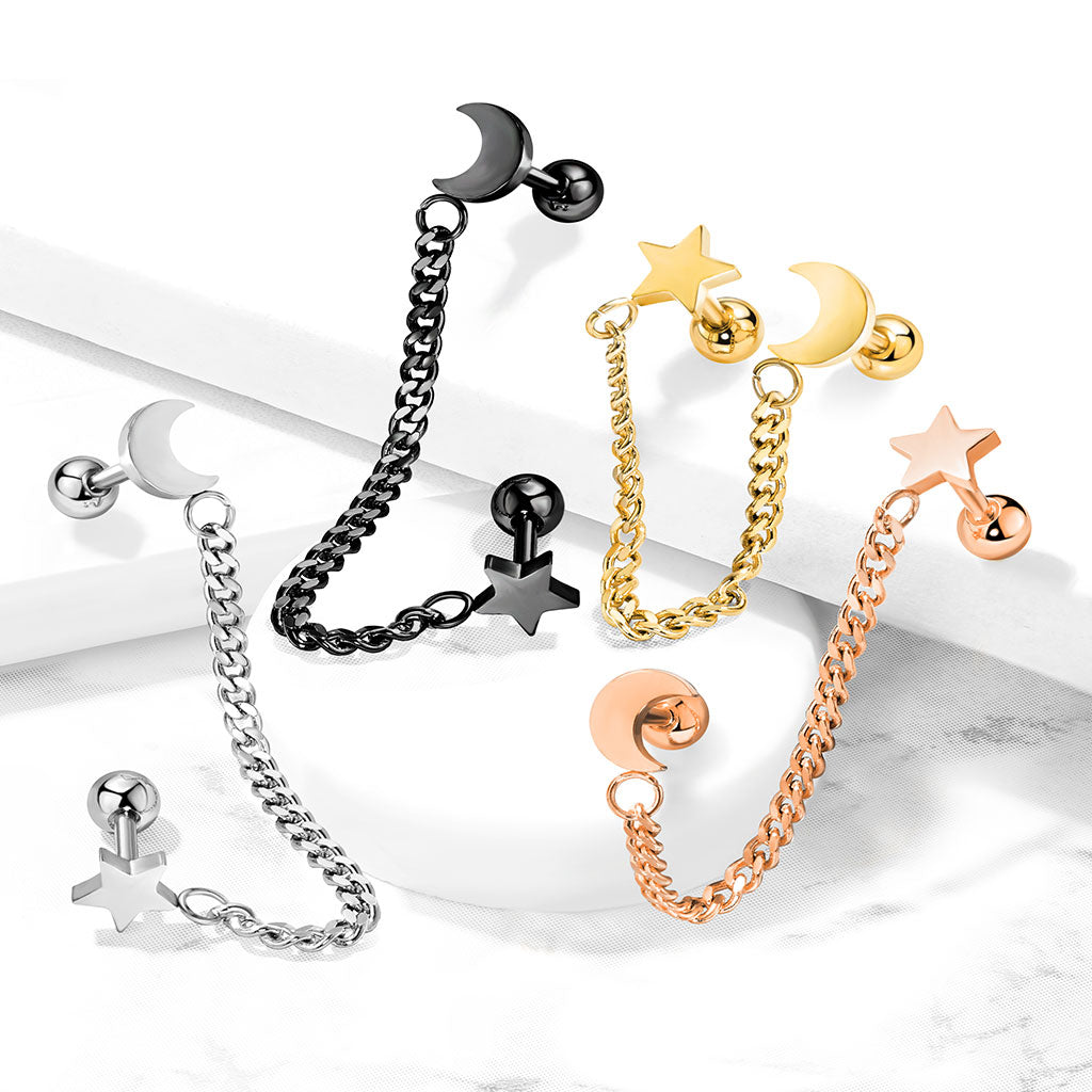 Premium Chain +  Moon and Star Ball Back
