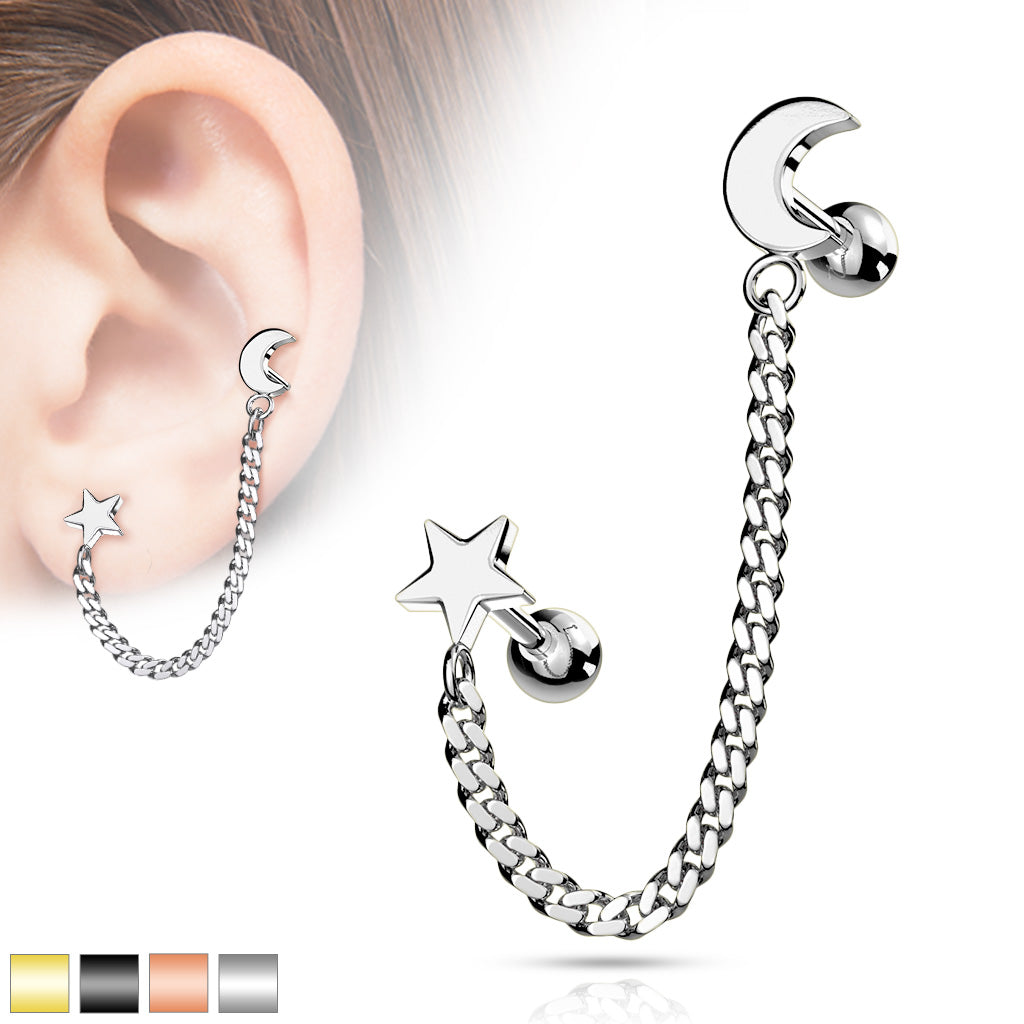 Premium Chain +  Moon and Star Ball Back