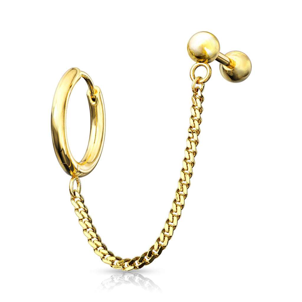 Cartilage-Stud-Chain-Earrings-Gold