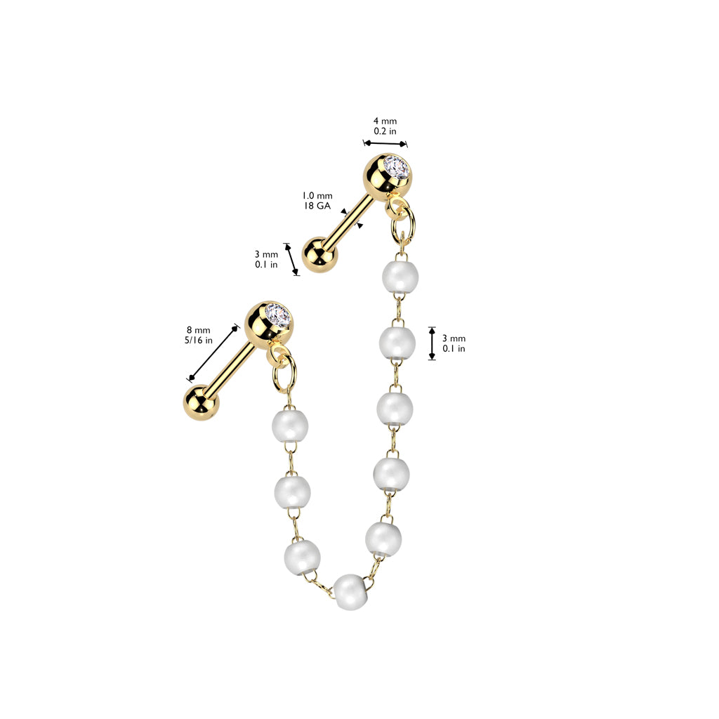 Pearl Chain Dangle Double Ball Back