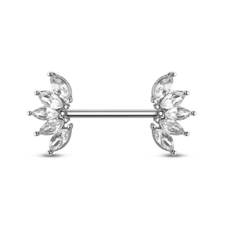 Royal Curve Crystal Nipple Barbell 14g