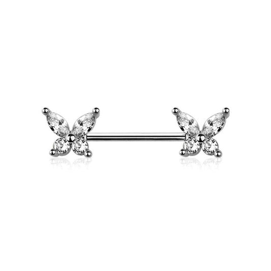 Pointed Wing Butterfly Nipple Barbell 14g