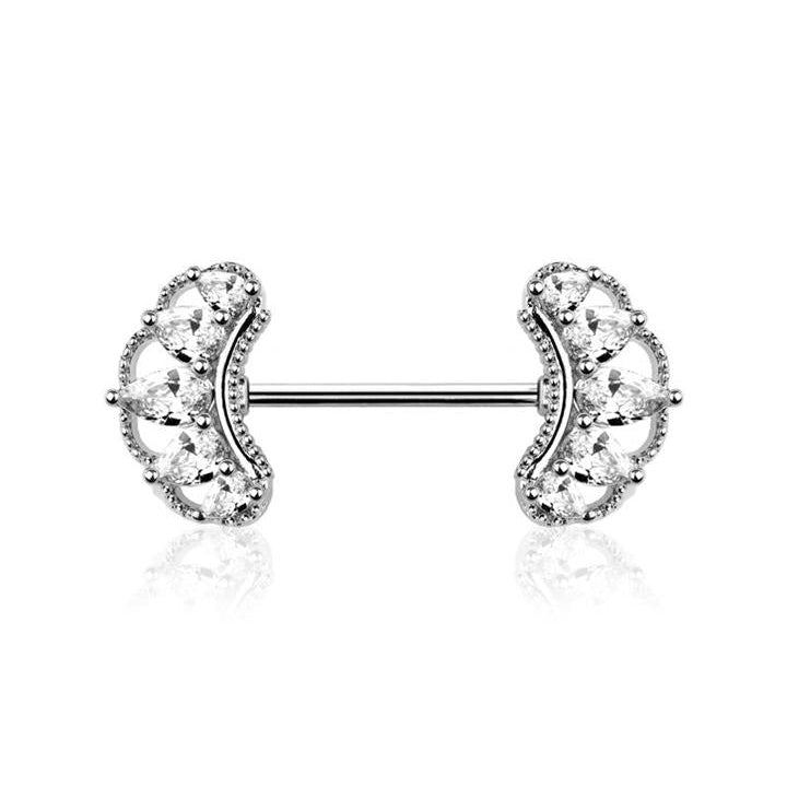 Crystal Fan Nipple Barbell 14g