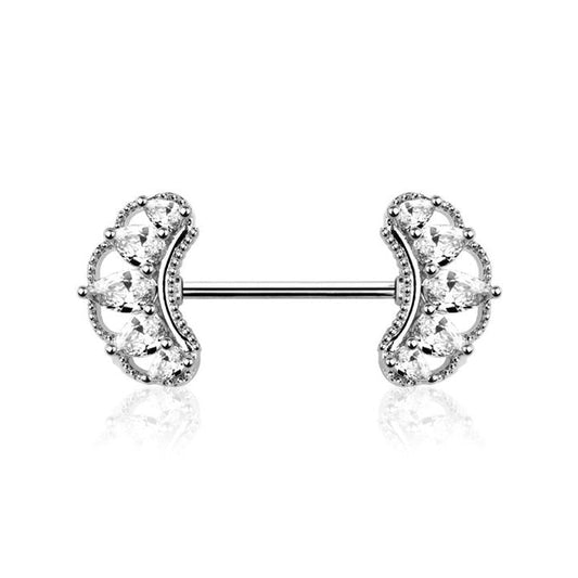 Crystal Fan Nipple Barbell 14g