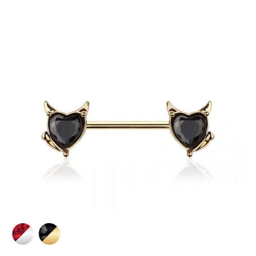 Devil Hearts Nipple Barbell 14g