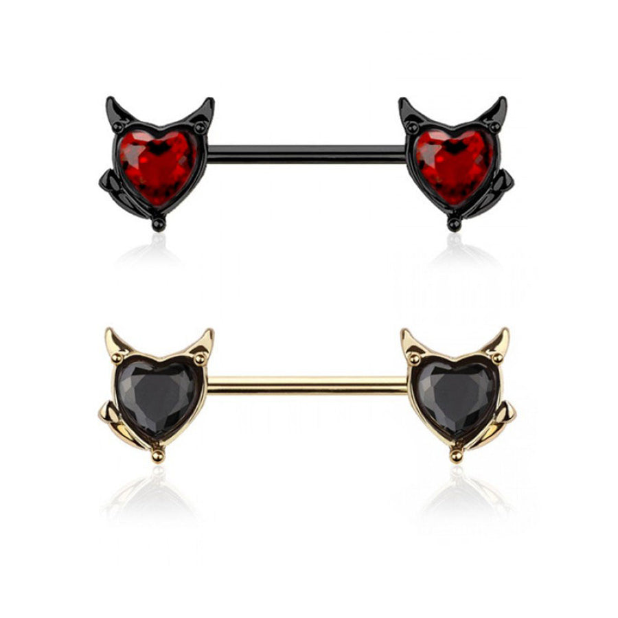 Devil Hearts Nipple Barbell 14g