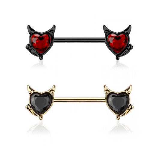 Devil Hearts Nipple Barbell 14g