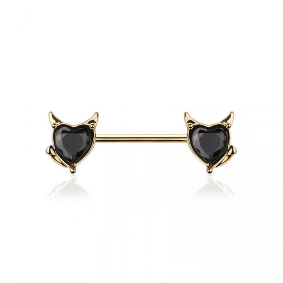 Devil Hearts Nipple Barbell 14g