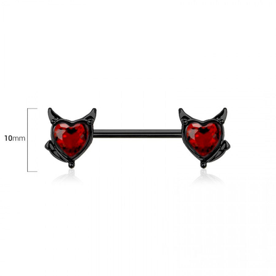 Devil Hearts Nipple Barbell 14g