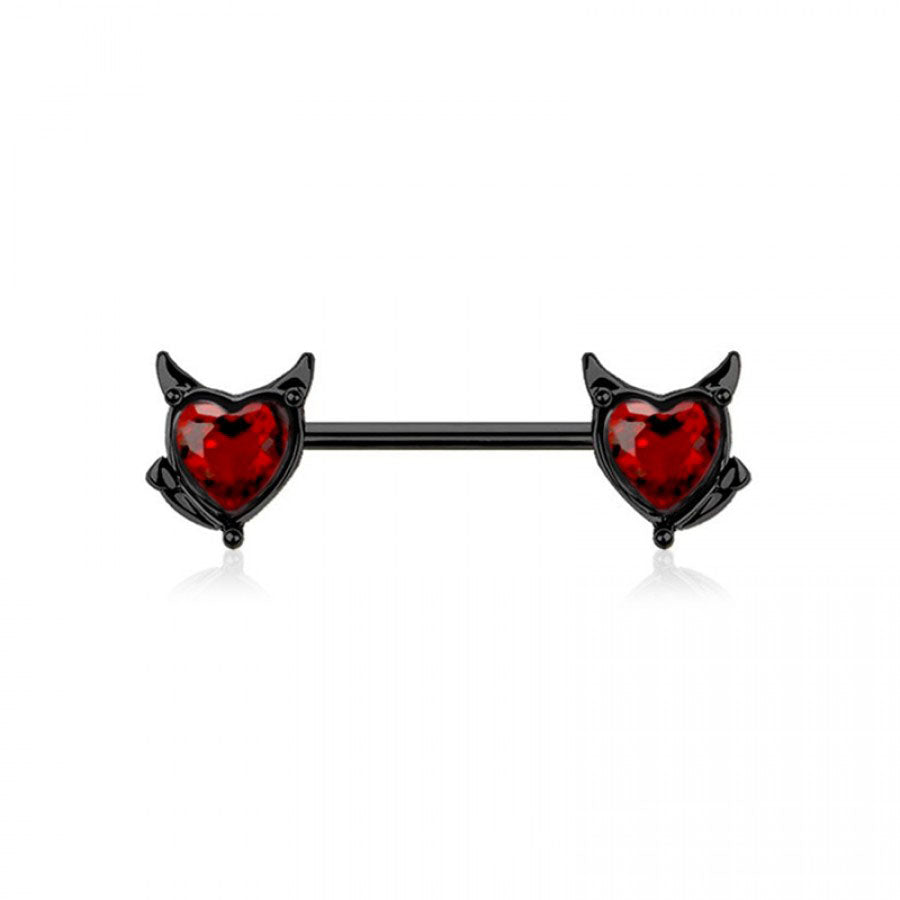 Devil Hearts Nipple Barbell 14g
