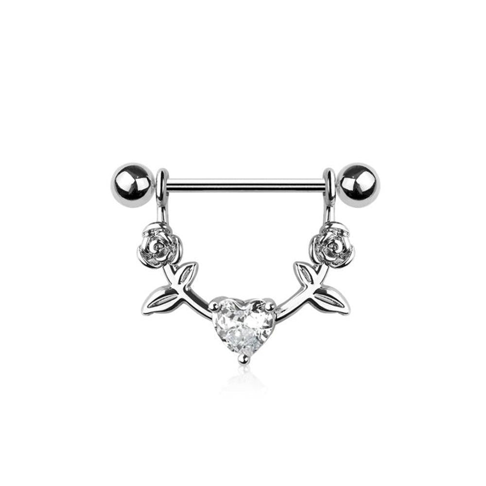Hearts N' Roses Crystal Nipple Shield 14g