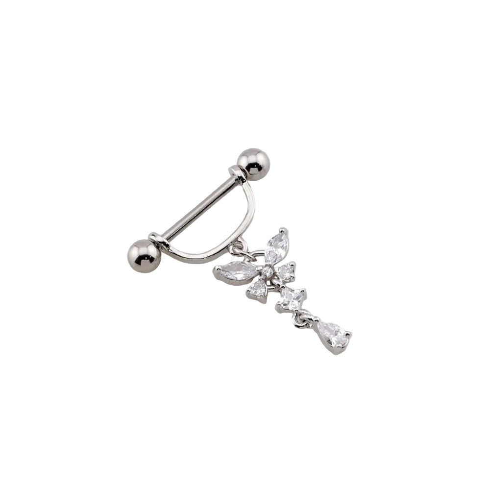 Butterfly Crystal Claw-Set Nipple Shield 14g