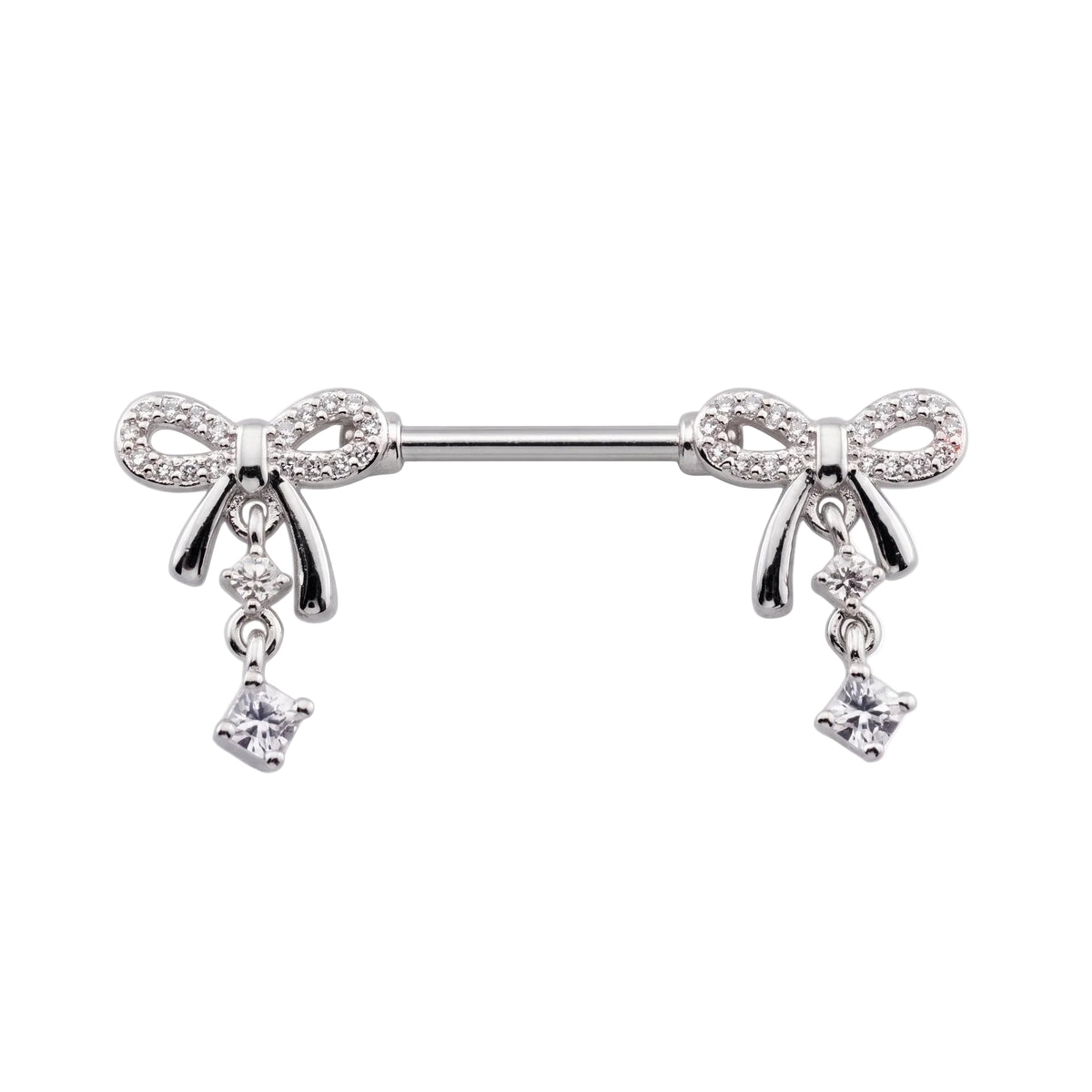 Bows Crystal Dangle Nipple Barbell 14g