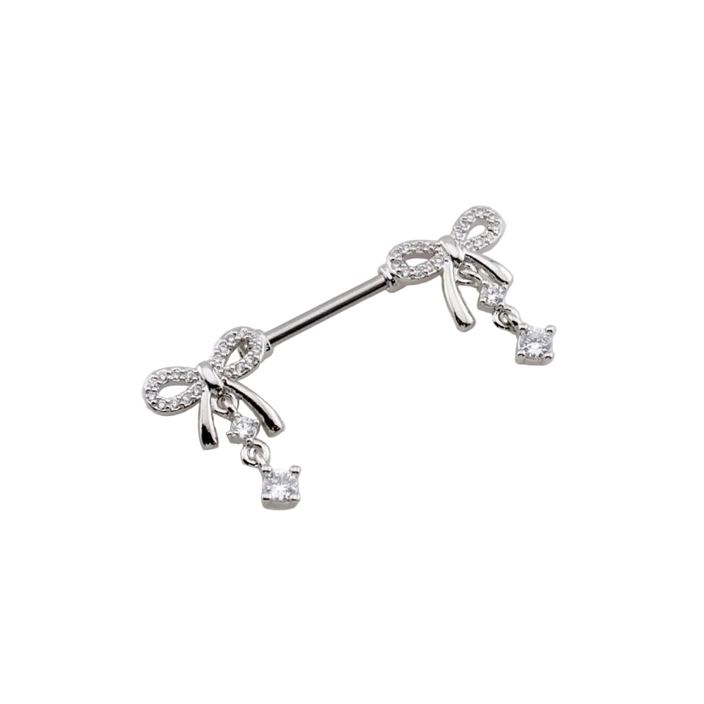 Bows Crystal Dangle Nipple Barbell 14g