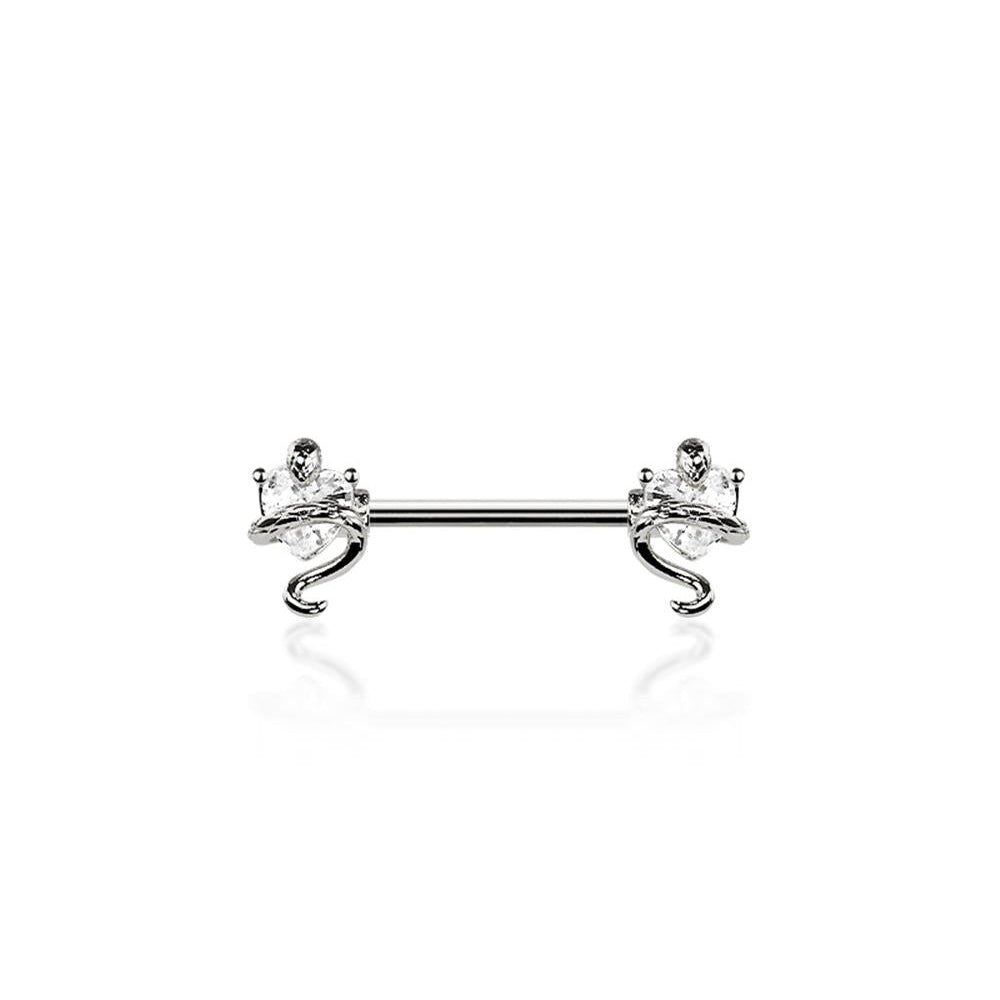 Snake + Crystal Claw-Set Nipple Shield 14g