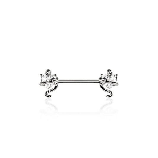 Snake + Crystal Claw-Set Nipple Shield 14g