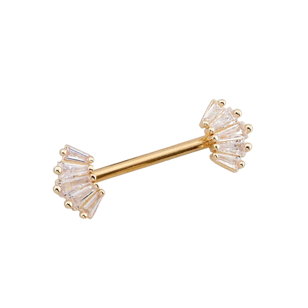 5-Point Edge Crystal Nipple Barbell 14g