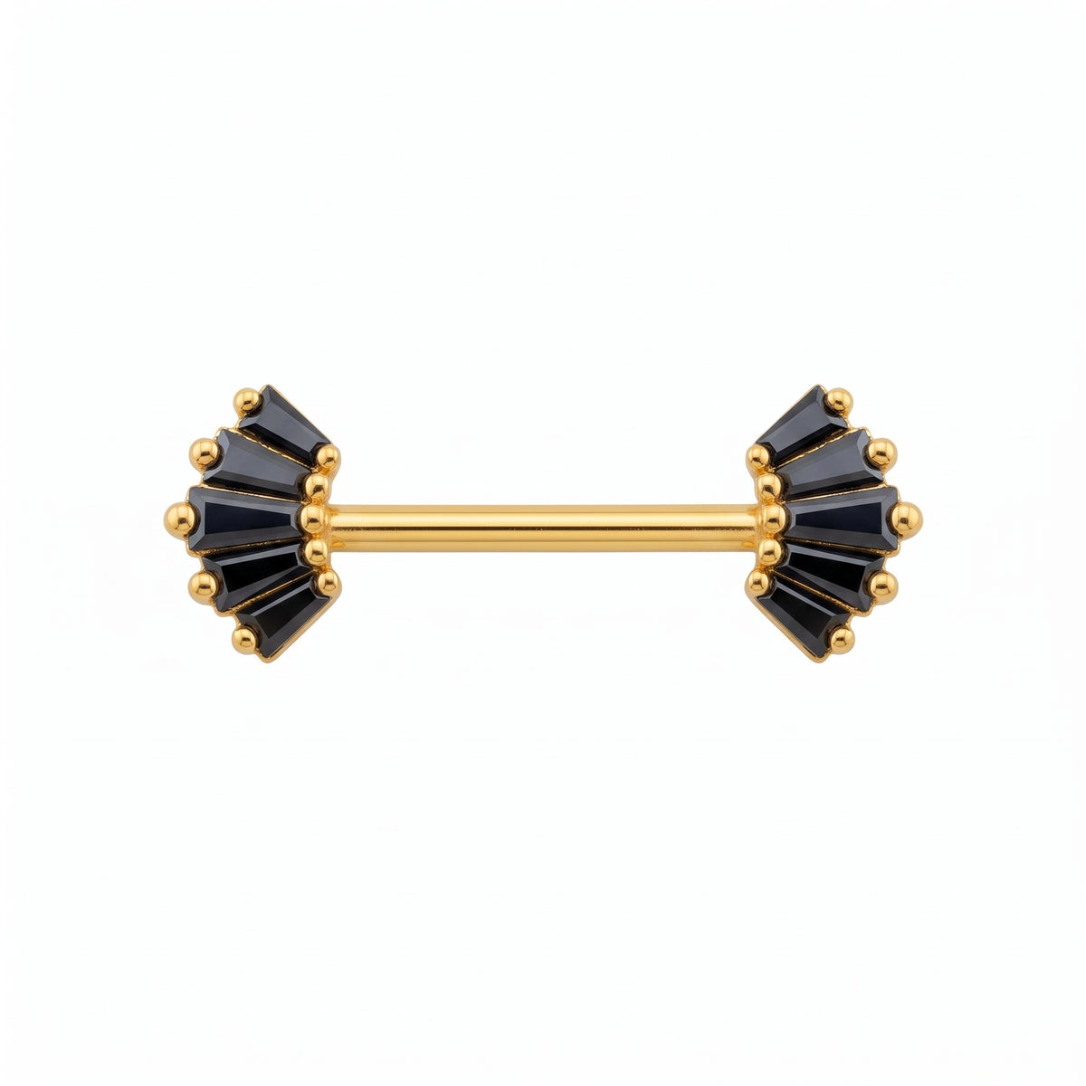 Baguette 5‑Crystal Nipple Barbell 14g