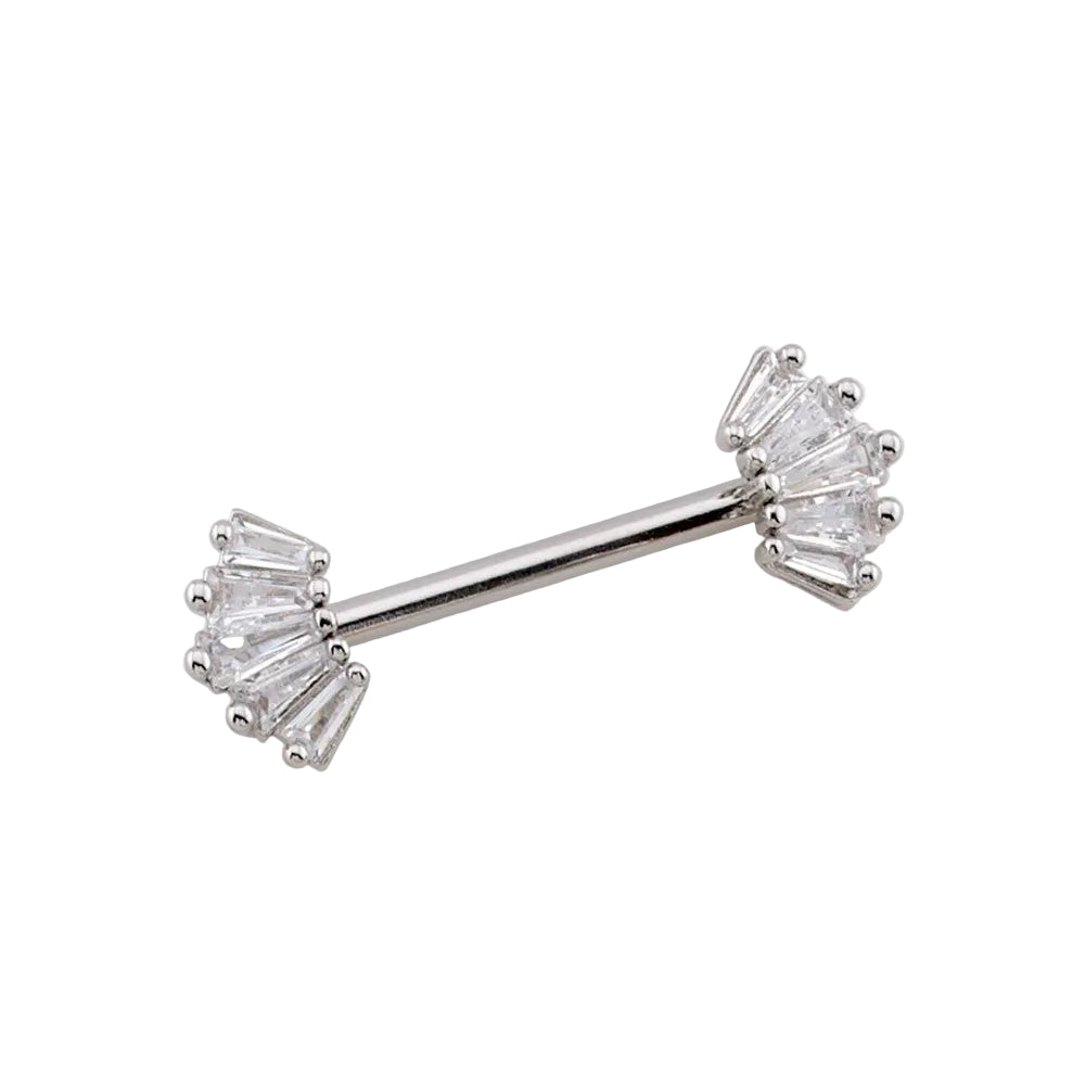 5-Point Edge Crystal Nipple Barbell 14g