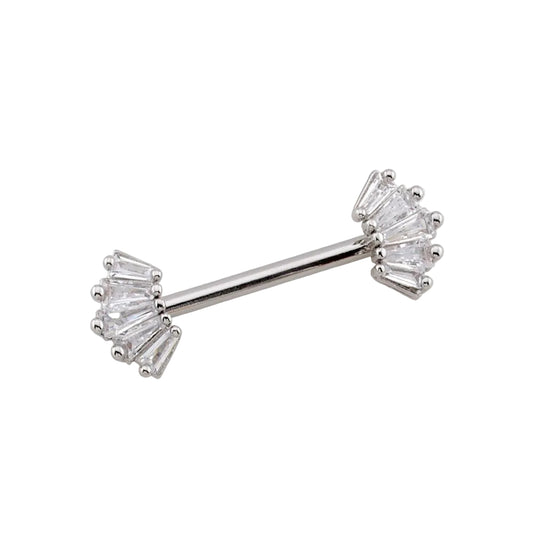 5-Point Edge Crystal Nipple Barbell 14g