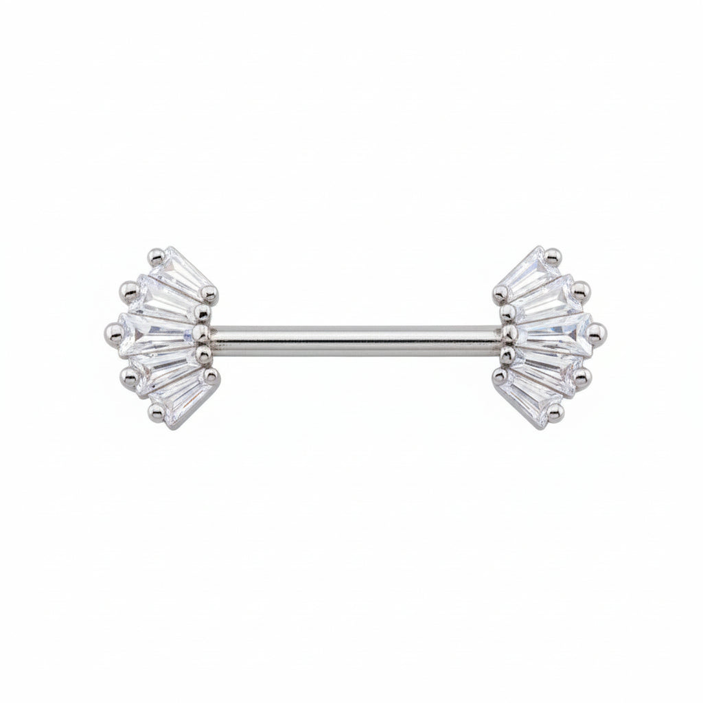 Baguette 5‑Crystal Nipple Barbell 14g
