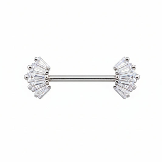 5-Point Edge Crystal Nipple Barbell 14g