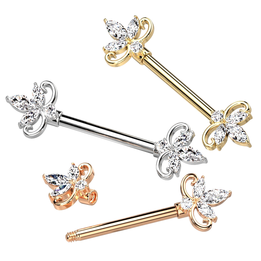 Filigree Marquise Nipple Barbell 14g